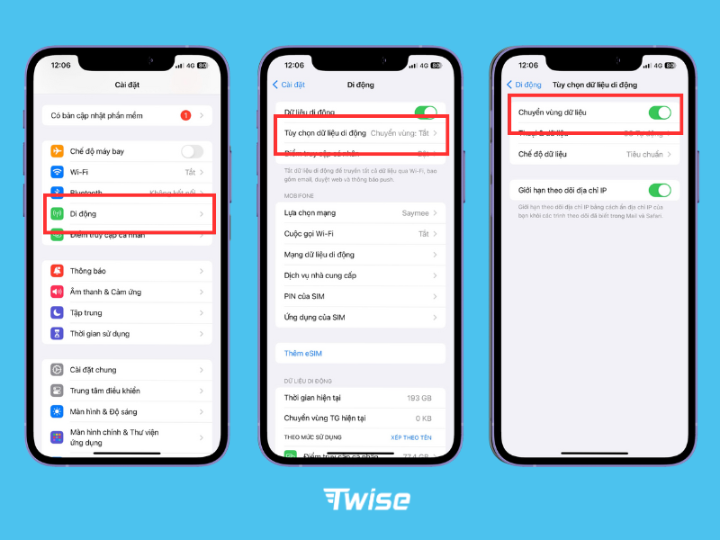 Bật chế độ Data Roaming để sử dụng eSIM trên iphone
