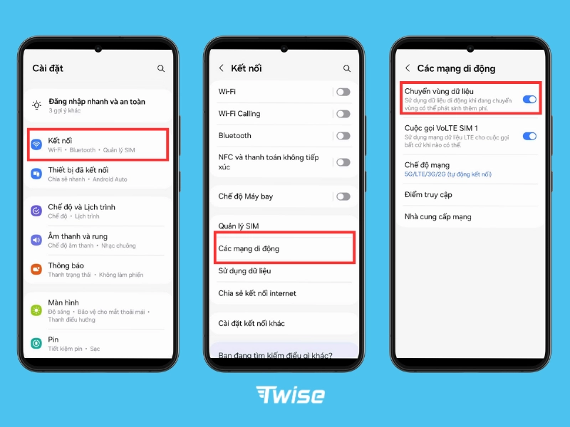 Cài đặt chuyển vùng dữ liệu cho điện thoại android