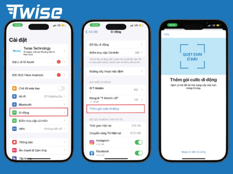 Cài đặt eSIM trên iphone nhanh chóng