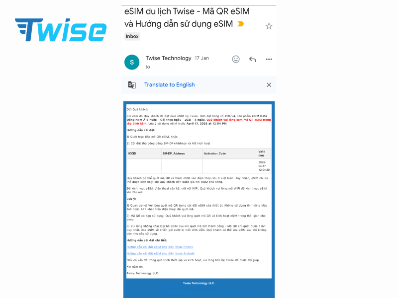 Nhận mã kích hoạt qua email đã đăng ký chỉ mất 1 phút