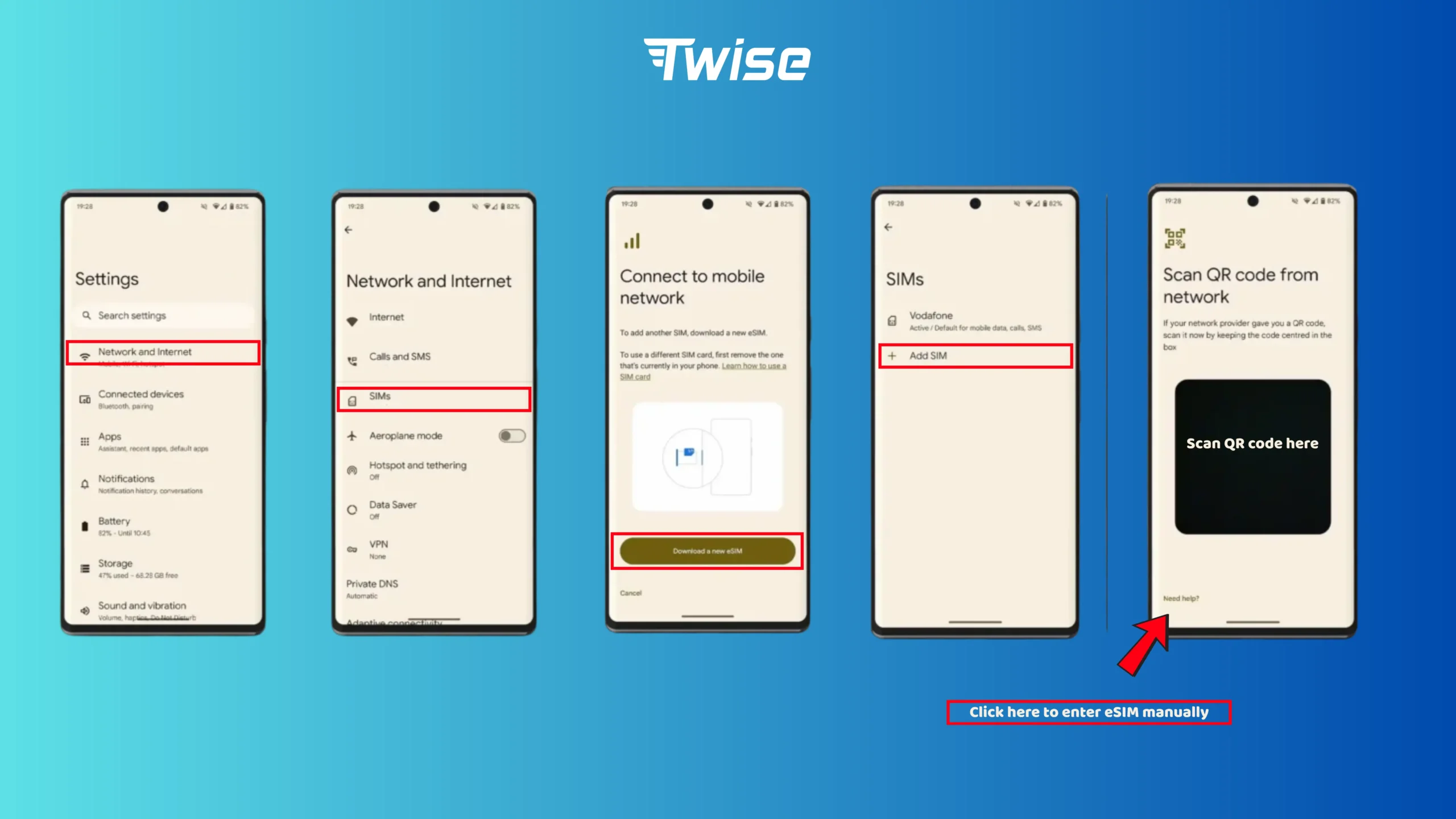 activate eSIM on android