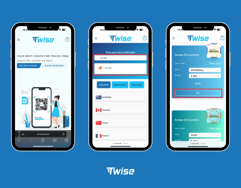 Buy a reliable, affordable 50 GB Europe eSIM from Twise