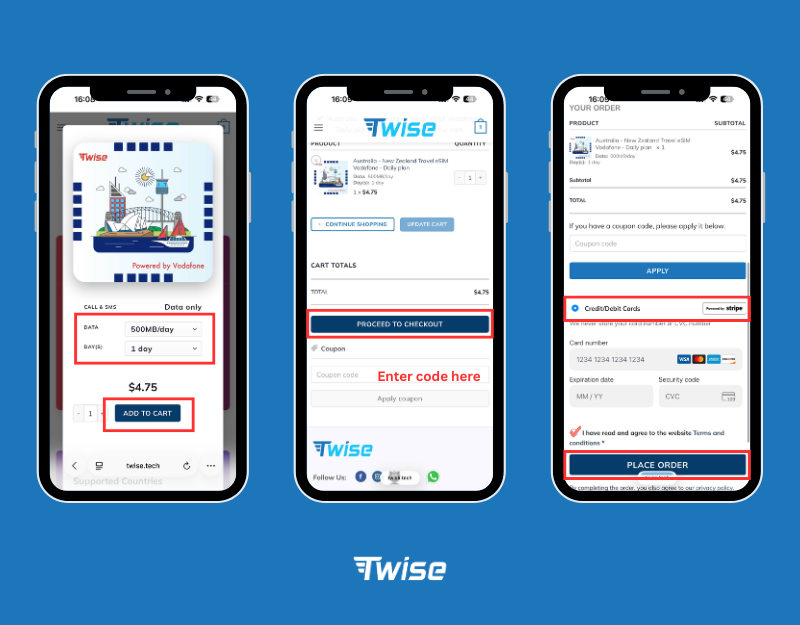 Complete your Oceania eSIM purchase